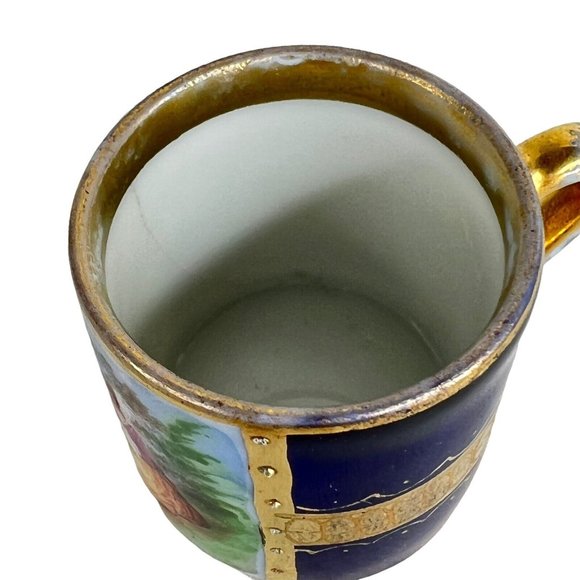 Miniature Royal Vienna Ackerman & Fritze Tea Cup & Saucer Cobalt Blue Demitasse - Picture 6 of 12